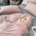 Lençóis de algodão Conjunto de cama bordada